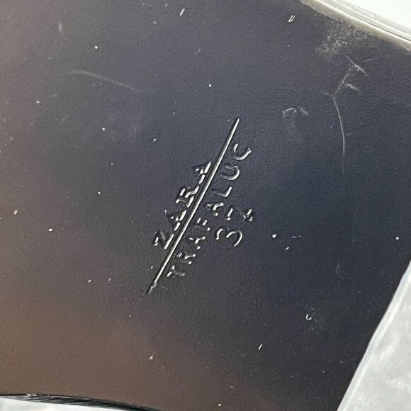 Women’s ZARA Black Leather Peep Toe Lace Up Boots Size 37 Trafaluc - Picture 8 of 9